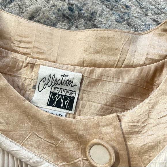 Jeanne Marc Vintage Pleated Blazer Jacket and Laser Cut Skirt Set Sz Medium - Picture 8 of 16